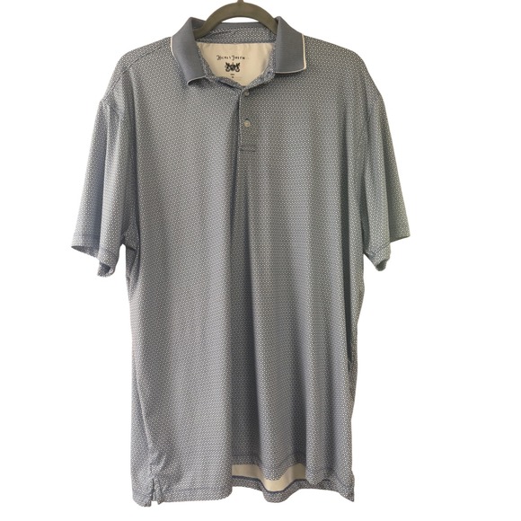 Hickey Freeman Other - Hickey Freeman Golf Mens Polo Shirt Blue Geometric Floral Print Stretch XL